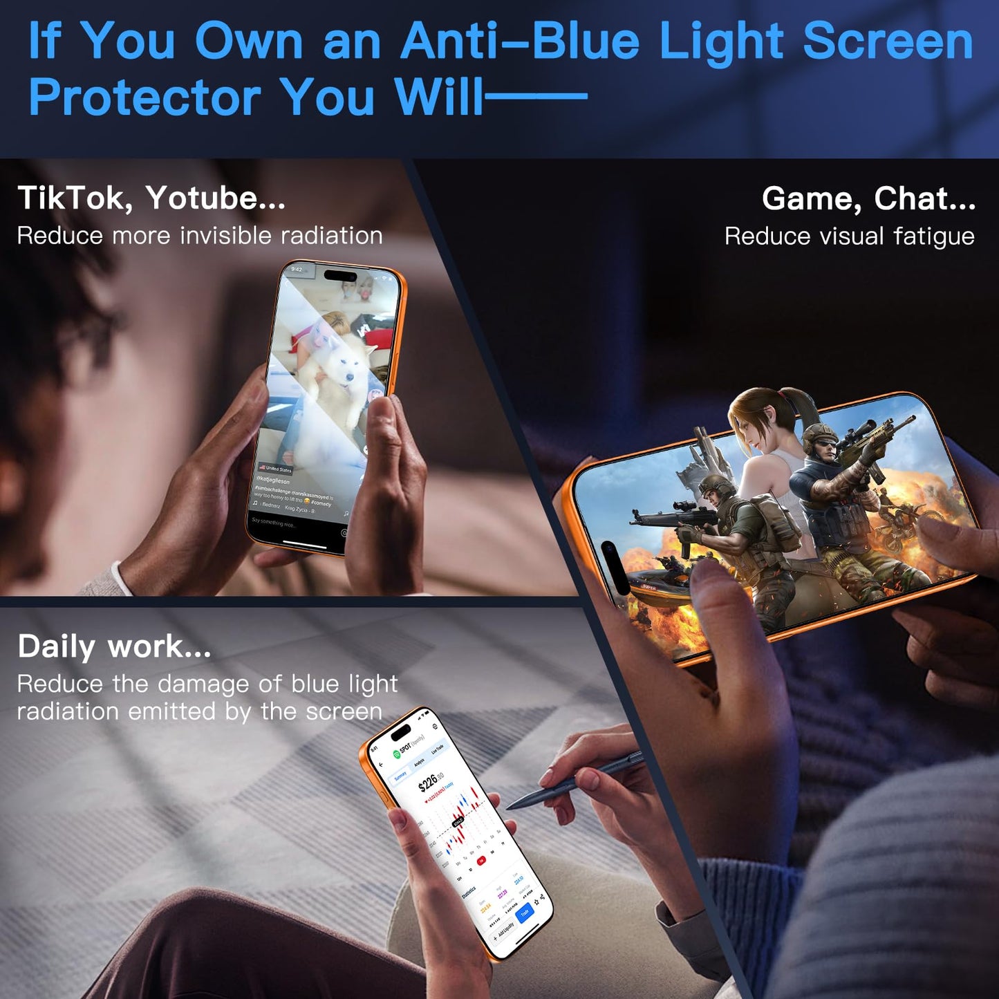 Uyiton for iPhone 17 Pro Max Screen Protector (Anti-Blue Light)