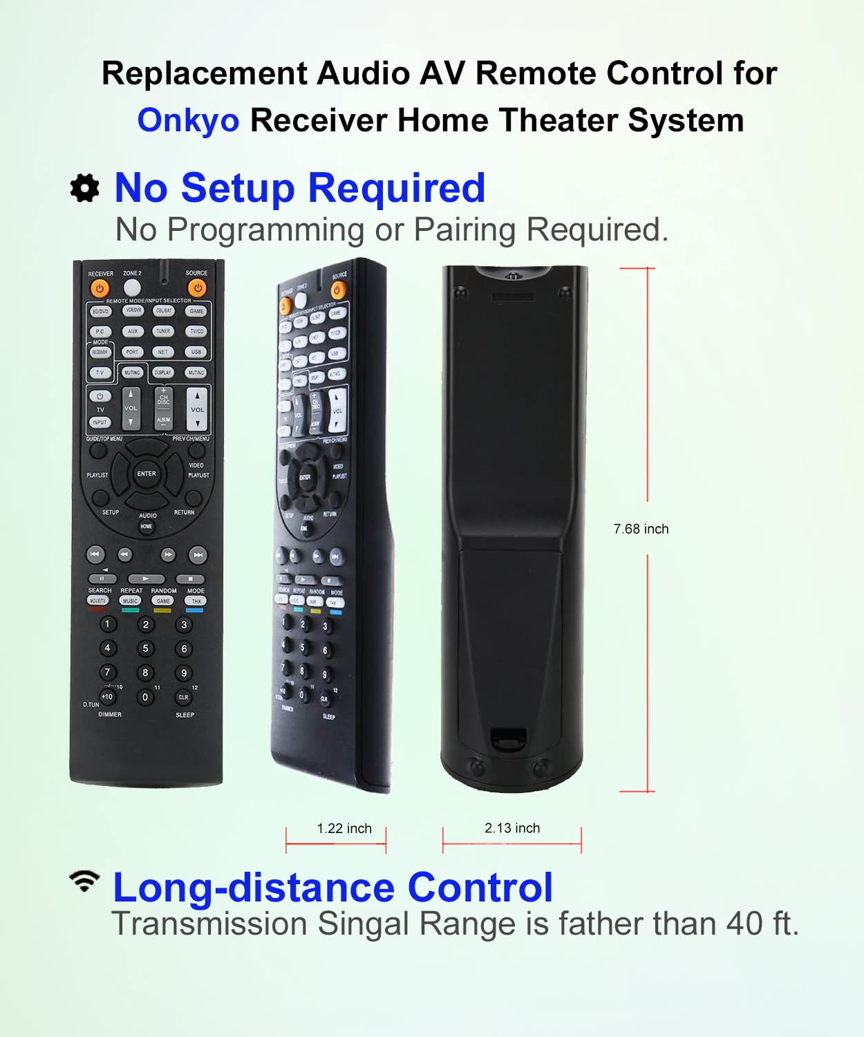 JISOWA Replacement for Onkyo AV Receiver Remote Control TX-NR626 TX-NR636 RC-866M RC-764M TX-NR515 RC-879M RC-880M TX-SR506 RC-709M TX-SR606 RC-710M