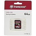 Transcend 64GB SDXC Class 10 Uhs-1 Flash Memory Card Up to 60MB/S (TS64GSDU1)
