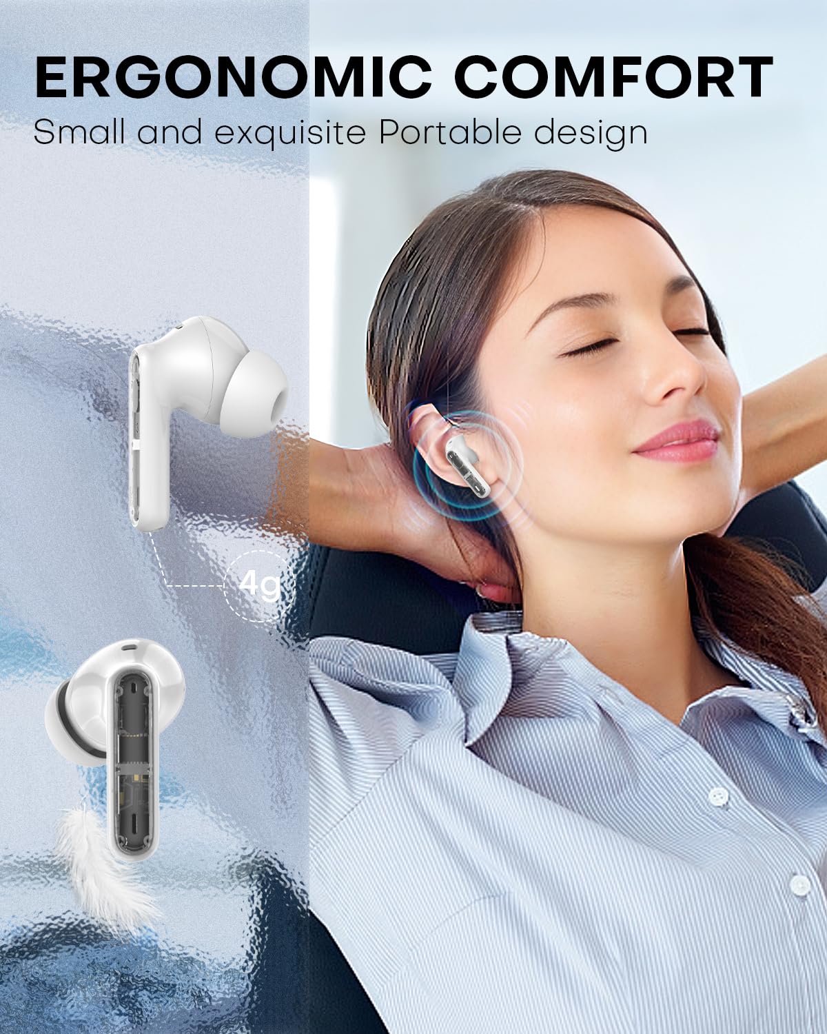 AIMUZIKEER Wireless Earbuds, Bluetooth Earbud & in-Ear Headphones Deep Bass Clear Call, IPX7 Waterproof Ear Buds Wireless Earphones, 30Hrs Playtime