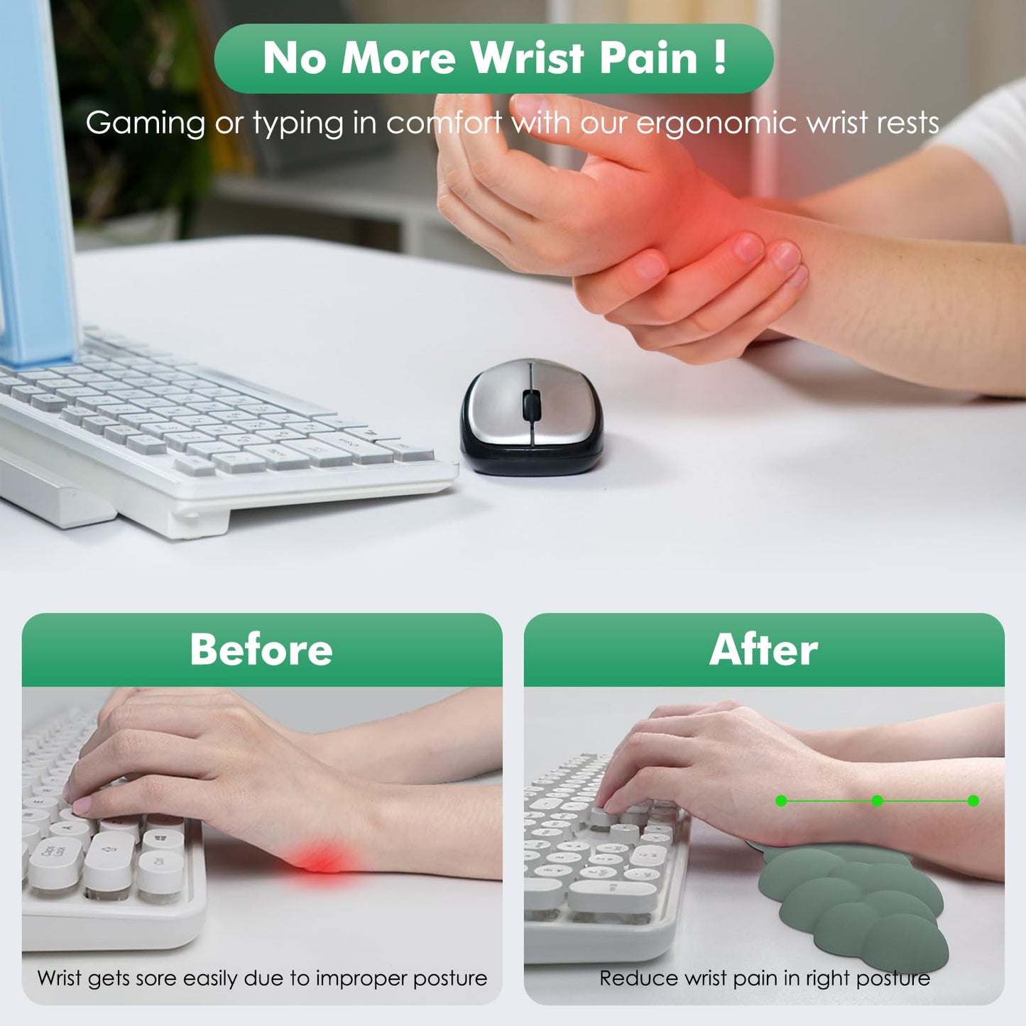 MoKo Cloud Wrist Rest, Ergonomic Cloud Keyboard Wrist Rest with Mouse Rest Wrist Pad, Durable Polyester Cloud Arm Rest Wrist Pad for Keyboard