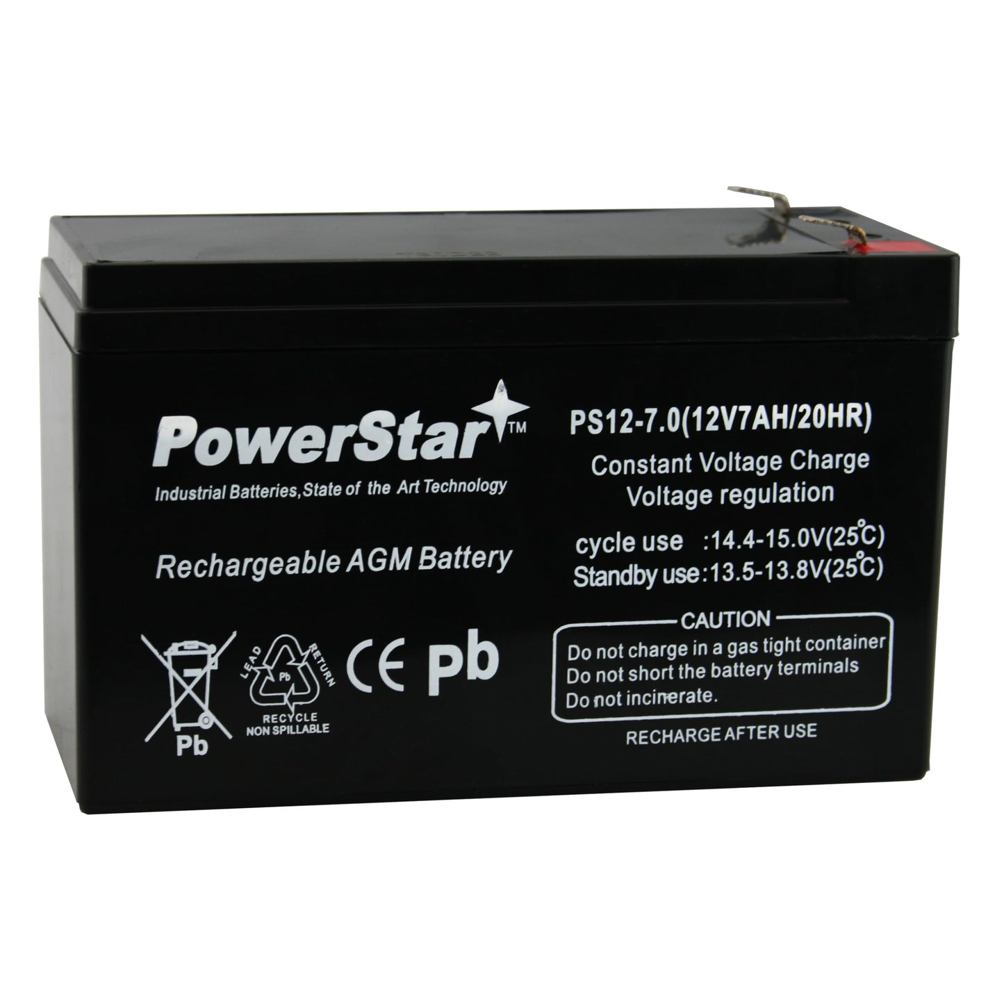 PowerStar Replacement 12V 7AH ps-1270 SLA Battery Replaces gp1272 np7-12 bp7-12 npw36-12 ub1280