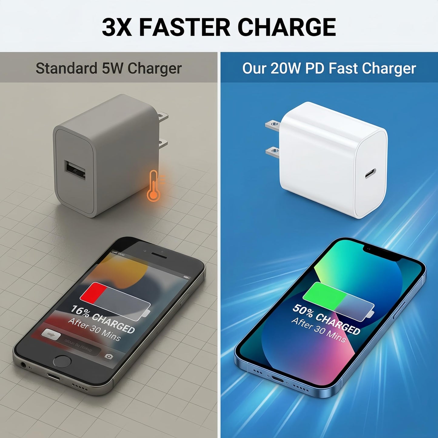 [4-Pack] 20W USB-C Charger Block - Fast Wall Power Adapter Compatible with iPhone 17/16/15/14 Series, Galaxy S25/S24 & iPad - Multi-Device Type C
