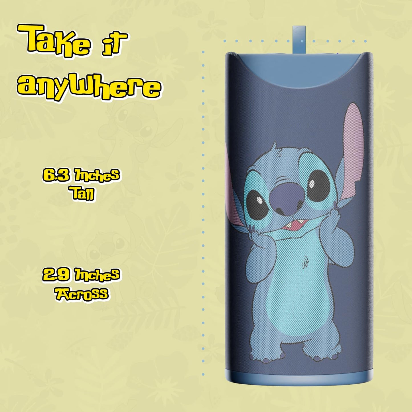 iJoy Disney Lilo and Stitch Wireless Bluetooth Speaker- Splashproof Rechargeable Wireless Speaker with 3 Hours Playtime/SD Slot/FM Radio- Stitch