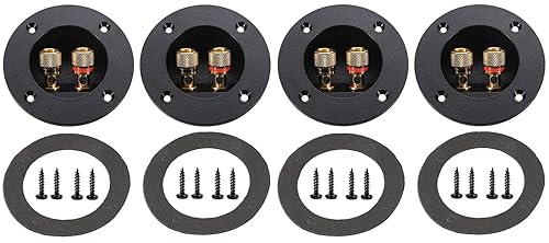 BlueMart 3" Round 2-Way Binding Post Screw Cup Connector Speaker Box Terminal Cup (Black - 4pcs)