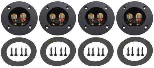 BlueMart 3" Round 2-Way Binding Post Screw Cup Connector Speaker Box Terminal Cup (Black - 4pcs)