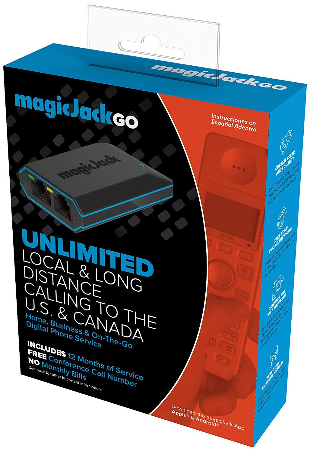 magicJackGO 2017 VOIP Phone Adapter Portable Home and On-The-Go Digital Phone Service. Make Unlimited Local & Long Distance Calls to The U. S.
