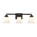 JONATHAN Y 24" Oil Rubbed Bronze Modern Cottage LED Vanity Light Wall Sconce, Farmhouse Wall Lamp for Bathroom Mirror Kitchen, White Glass Shade, LED