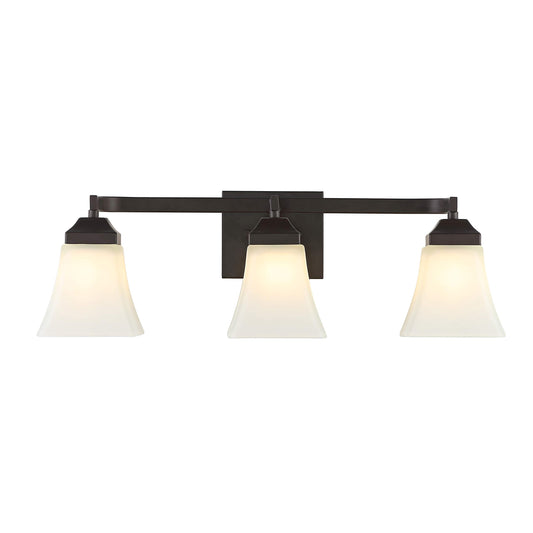 JONATHAN Y 24" Oil Rubbed Bronze Modern Cottage LED Vanity Light Wall Sconce, Farmhouse Wall Lamp for Bathroom Mirror Kitchen, White Glass Shade, LED
