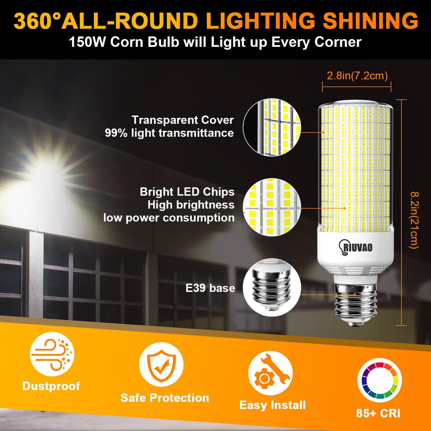 120W LED Corn Light Bulb 18000LM Led Corn Bulb 5000K E39/E40 Cob Bulb