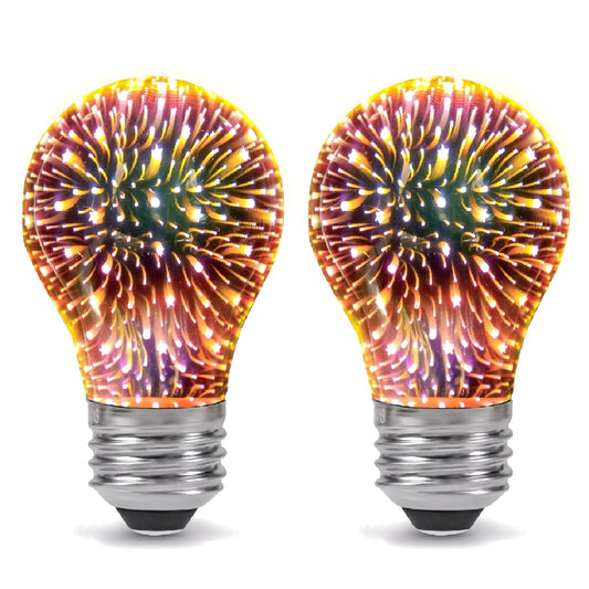 Decoaui A19 Fireworks LED Light Bulbs, Infinite 3D Effect Decorative Light Bulbs, E26 Base, 2W Low Wattage Low Lumen, for Festive/Ambiance Decor