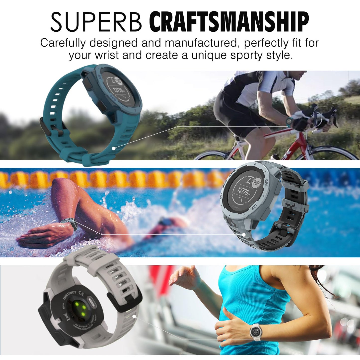 MoKo Silicone Watch Band Compatible with Garmin Instinct & Instinct 2
