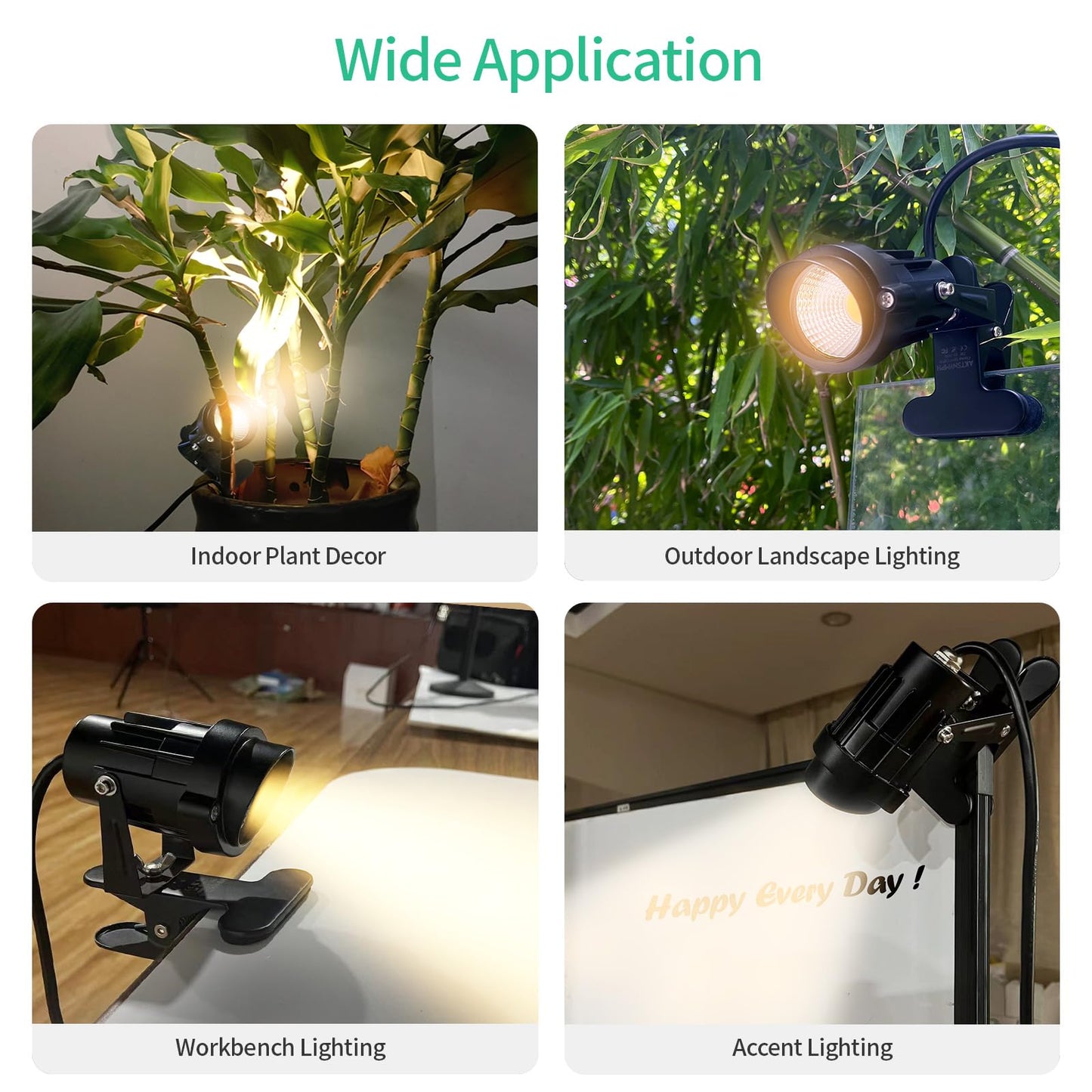 AKTSNYMPH LED Clamp Spot Lights,Indoor Plants Decor Accent Lighting,Clip on Lights Warm White 3000K Uplights with 9.8FT Cord and Switch for Trade