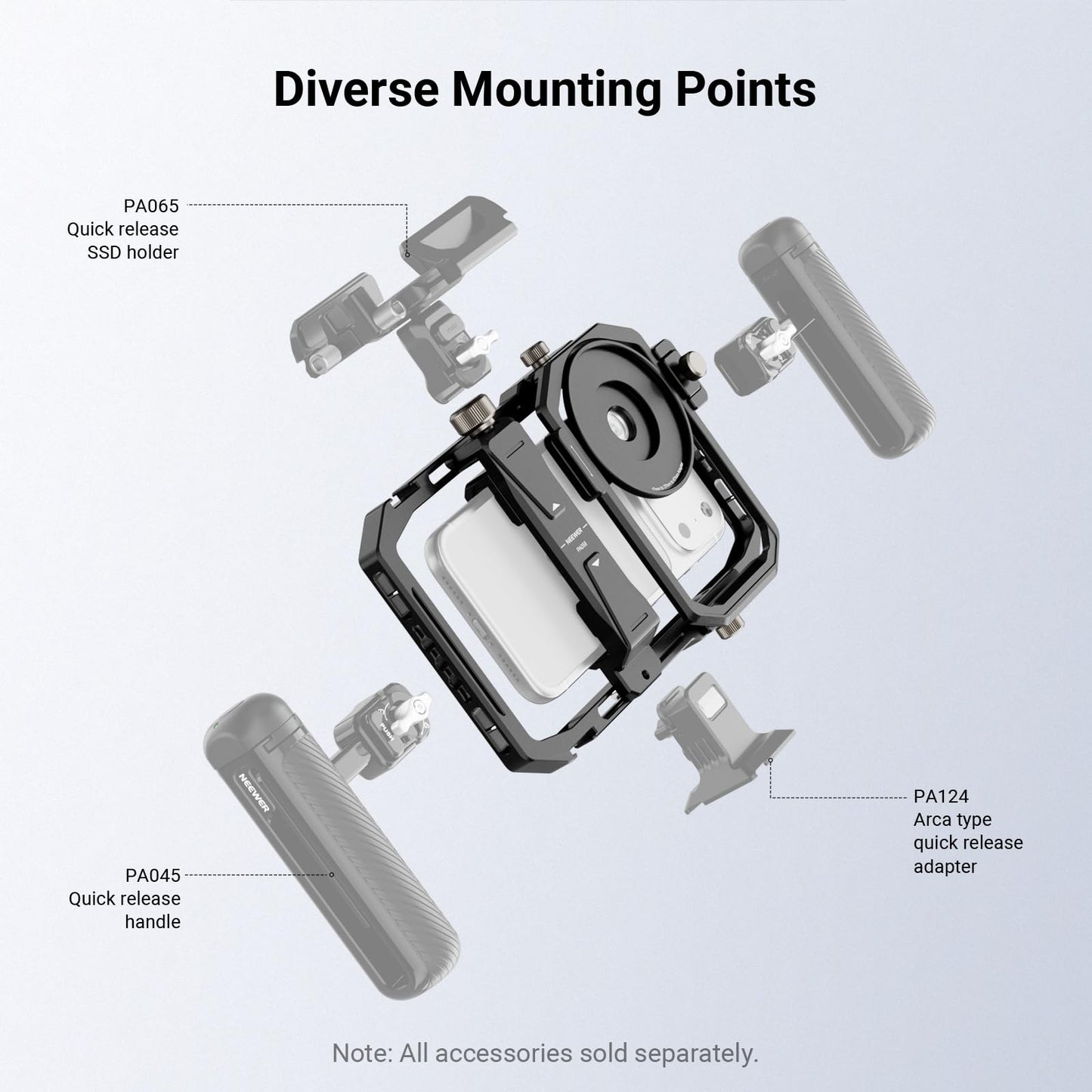 NEEWER Universal Phone Cage Video Rig Stabilizer with 17mm to 37mm & 67mm Lens Filter Adapter Ring Accessories Compatible with iPhone Android Samsung