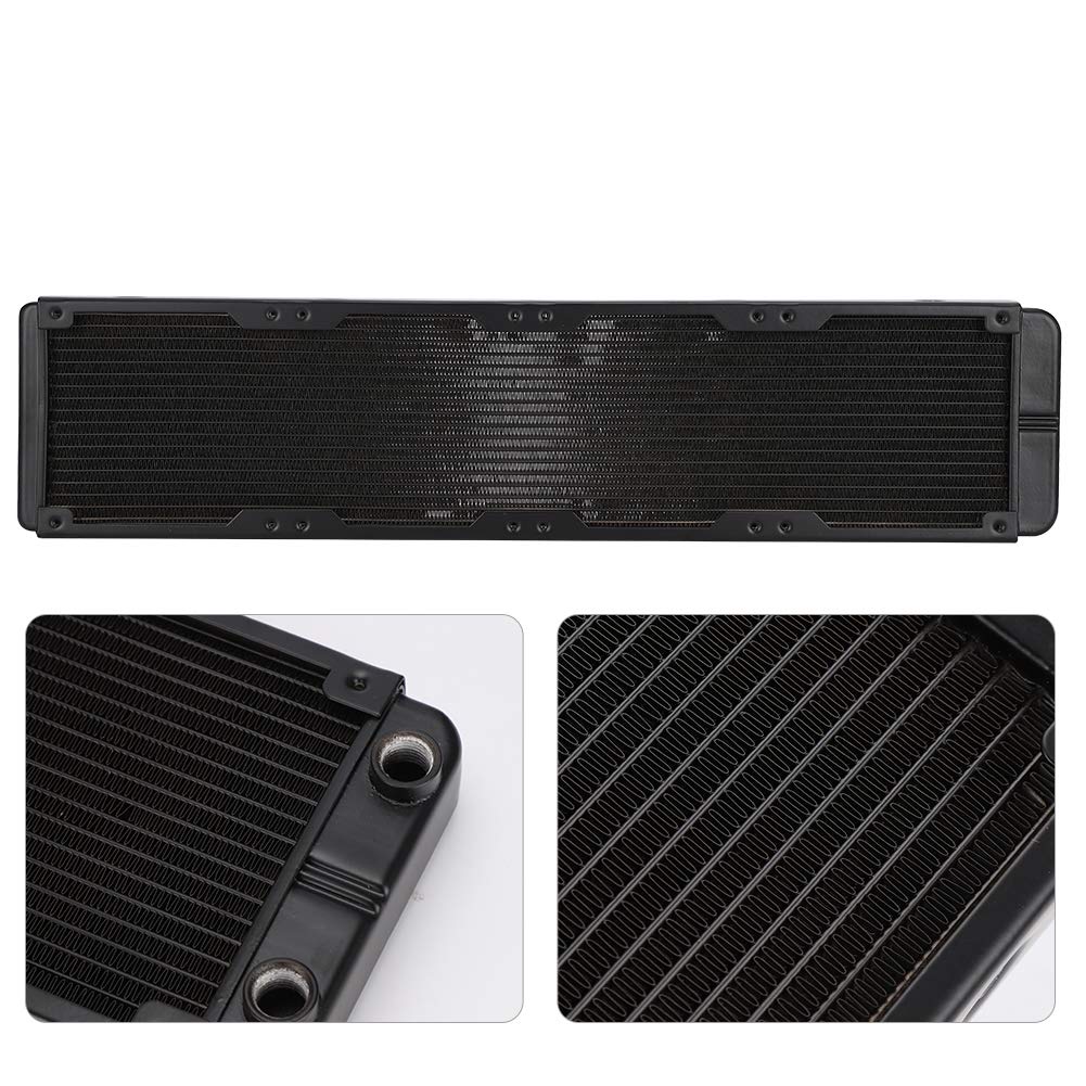 Computer Heat Exchanger Radiator, G1/4 Thread 480mm Water Cooling Radiator 18-Tubes Aluminum Alloy Heat Exchanger Computer for Cooling System