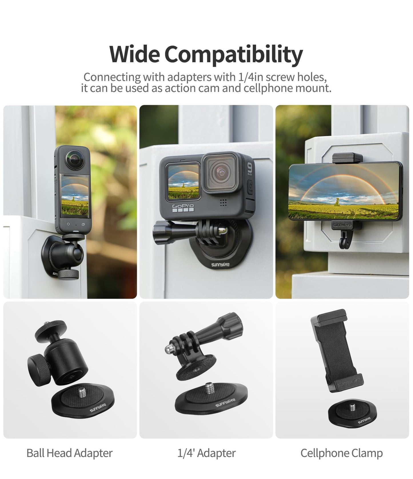 LIBOQIAO Magnetic Camera Mount Base Stand with 1/4"-20 Thread for DJI Osmo Pocket 3/2,for Insta360 ONE X3/2/1/GO 3,for FIMI Palm 2/1 Action Camera,DJI