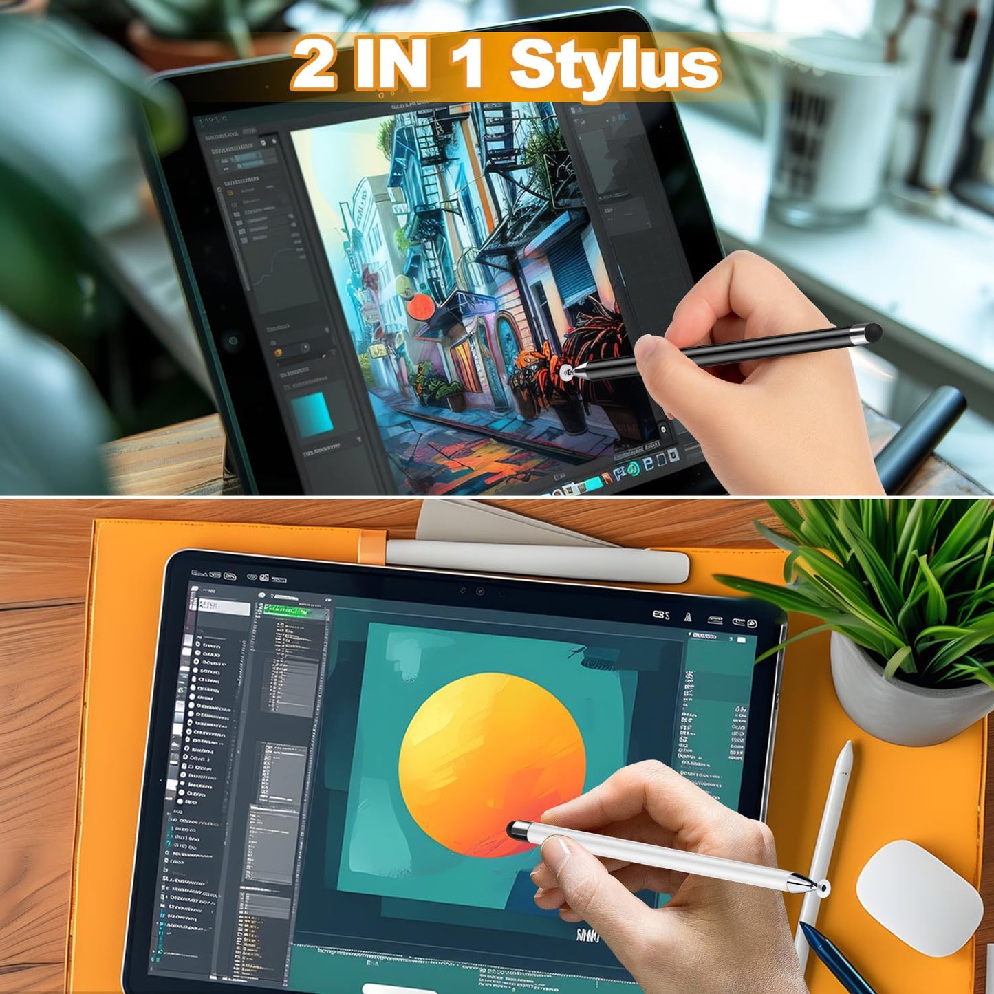 Stylus (7 Pcs), 2-in-1 Stylus Pen for Touch Screen, High Precision and Sensitivity, Suitable for iPad/iPhone/Samsung/Android Smartphone and Tablets