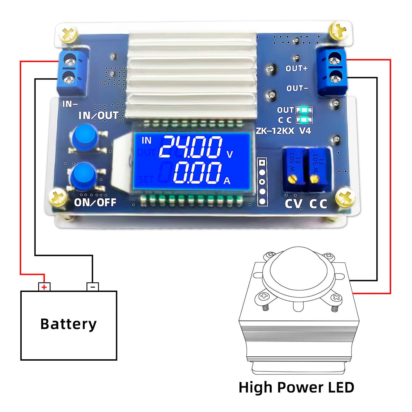 DaFuRui DC Buck Converter, 1Pack 5.3V-32V to 1.2V-32V 12A Adjustable Power Supply with LCD Display Volt Transformer Reducer