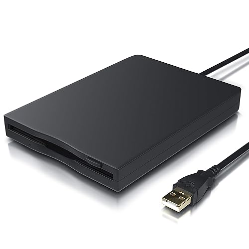 YEY USB 3.5-inch Floppy Disk Drive - External 1.44 MB FDD Reader for Desktop/Laptop PC, Plug and Play Supports Windows 11,10,8,7,XP (Black)