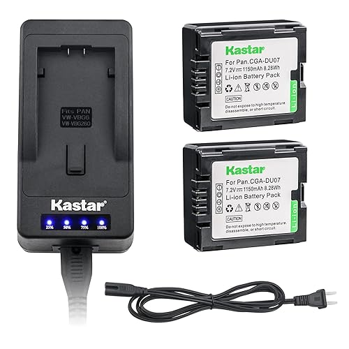 Kastar LED Super Fast Charger & Camcorder Battery X2 for Panasonic CGR-DU06 CGA-DU07 CGR-DU07 NV-GS330 GS508 MX500 PV-GS180 GS400 GS500 SDR-H48 H250