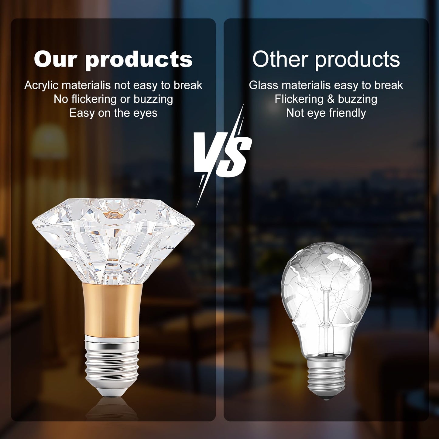 Cofiveevo 6W E27 3000k LED Bulb, Crystal Decorative Light Bulb, Replacement Bulb for Room & Home Décor, Edison Style Clear Glass Bulb for Chandelier
