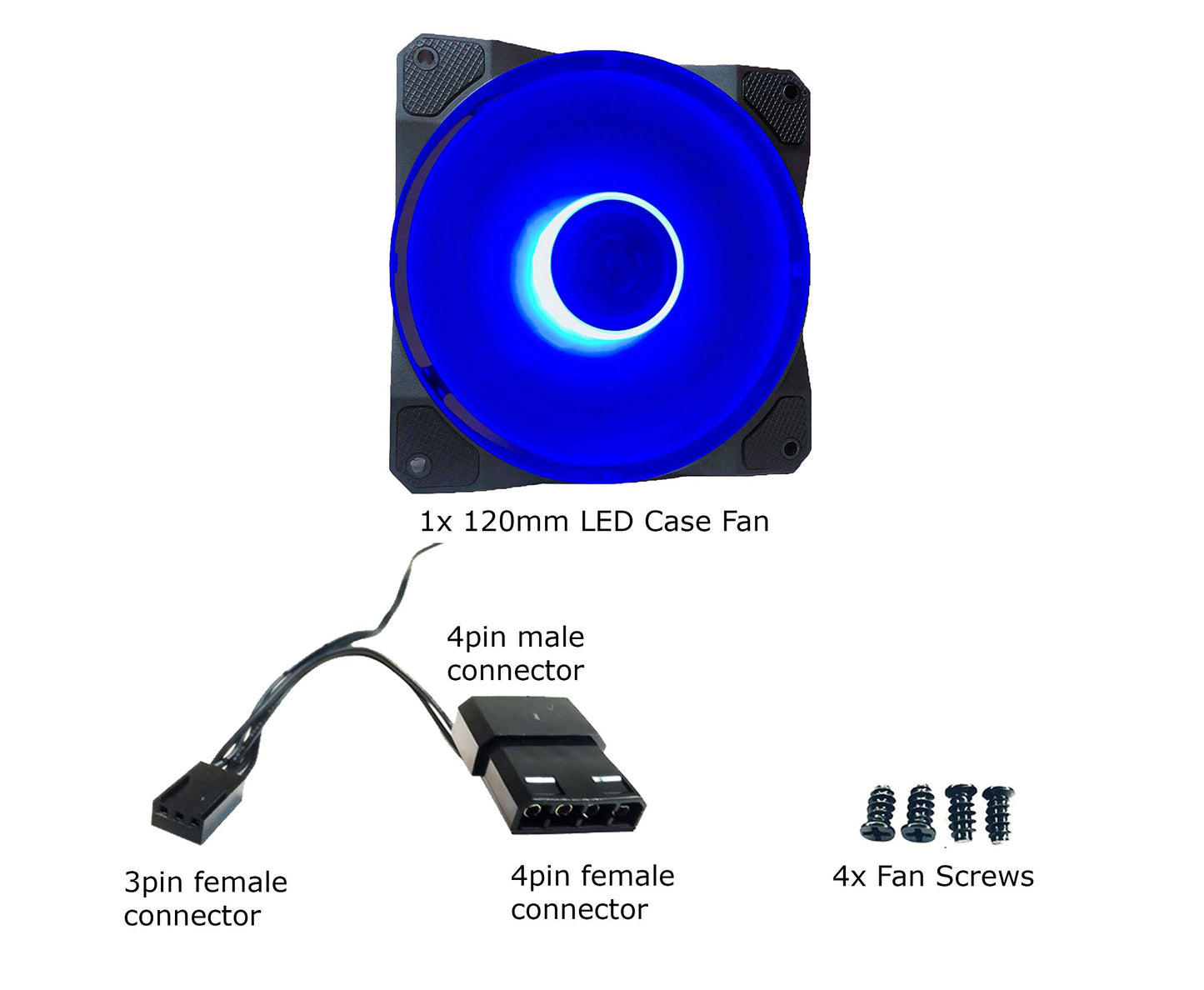 APEVIA CO12L-BL Cosmos 120mm Blue LED Ultra Silent Case Fan w/ 16 LEDs & Anti-Vibration Rubber Pads