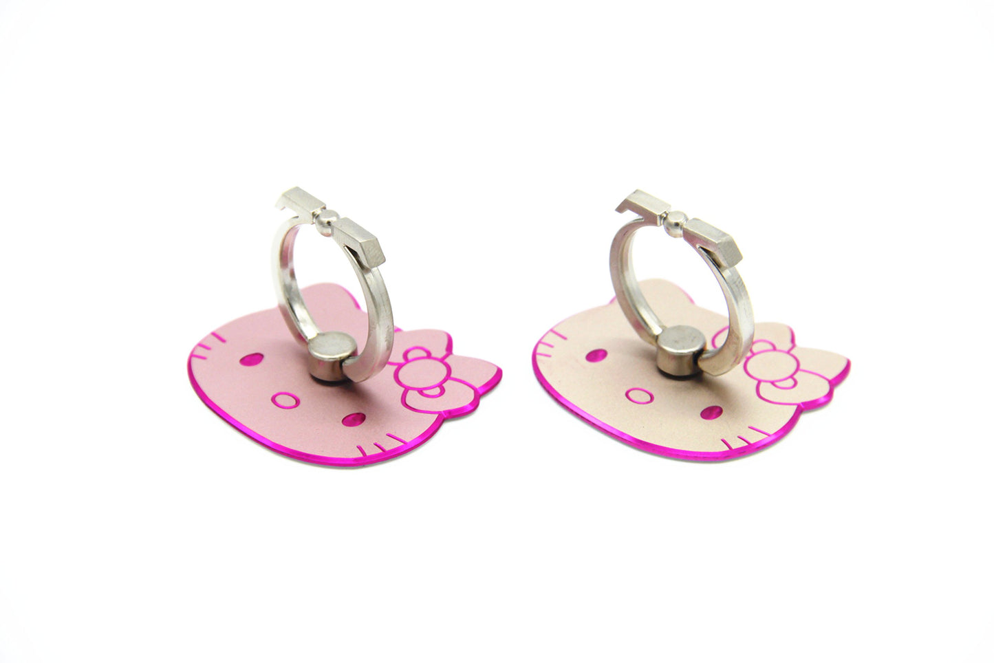 CellDesigns Kitty Cell Phone Ring Grip Stand Holder Car Mounts (Rose Gold, Gold/Pink Rim)