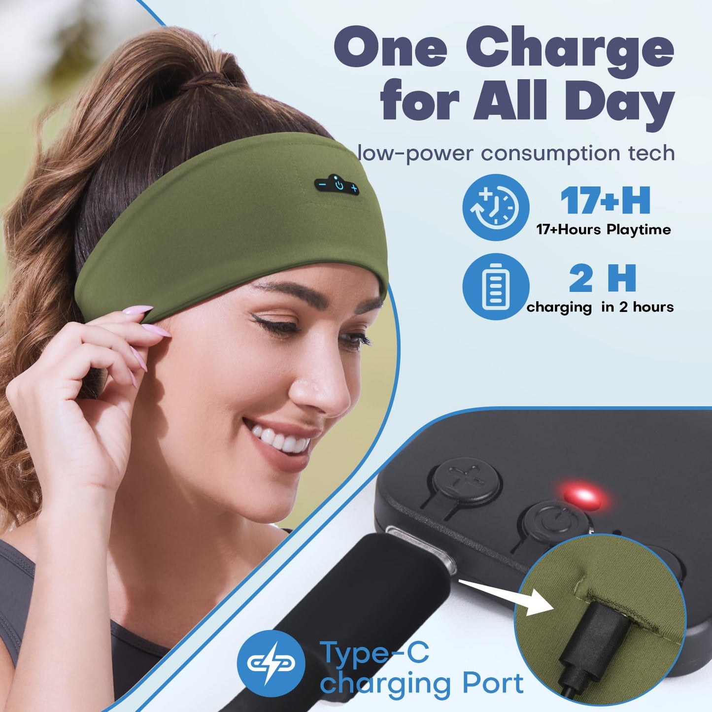 TOPIEI Sleep Headphones Bluetooth Headband for Side Sleeper, 17 Hour Playtime, Wireless Headband Headphones with HD Stereo Speakers…