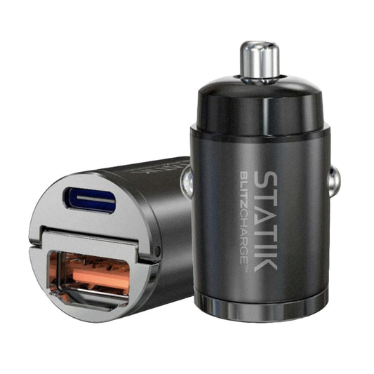 STATIK Dual Car Phone Charger for Cigarette Lighter Plug in, 12v - 24 V Fast Charging, Car Power Adapter for Type USB C and USB A Port, USBC Fast