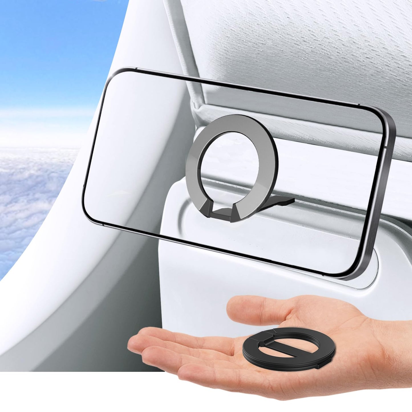 MCCHJoy Mini Universal in Flight Airplane Phone Holder, 360°Rotation Foldable Phone Mount Travel Essentials Accessories,Handsfree Phone Stand