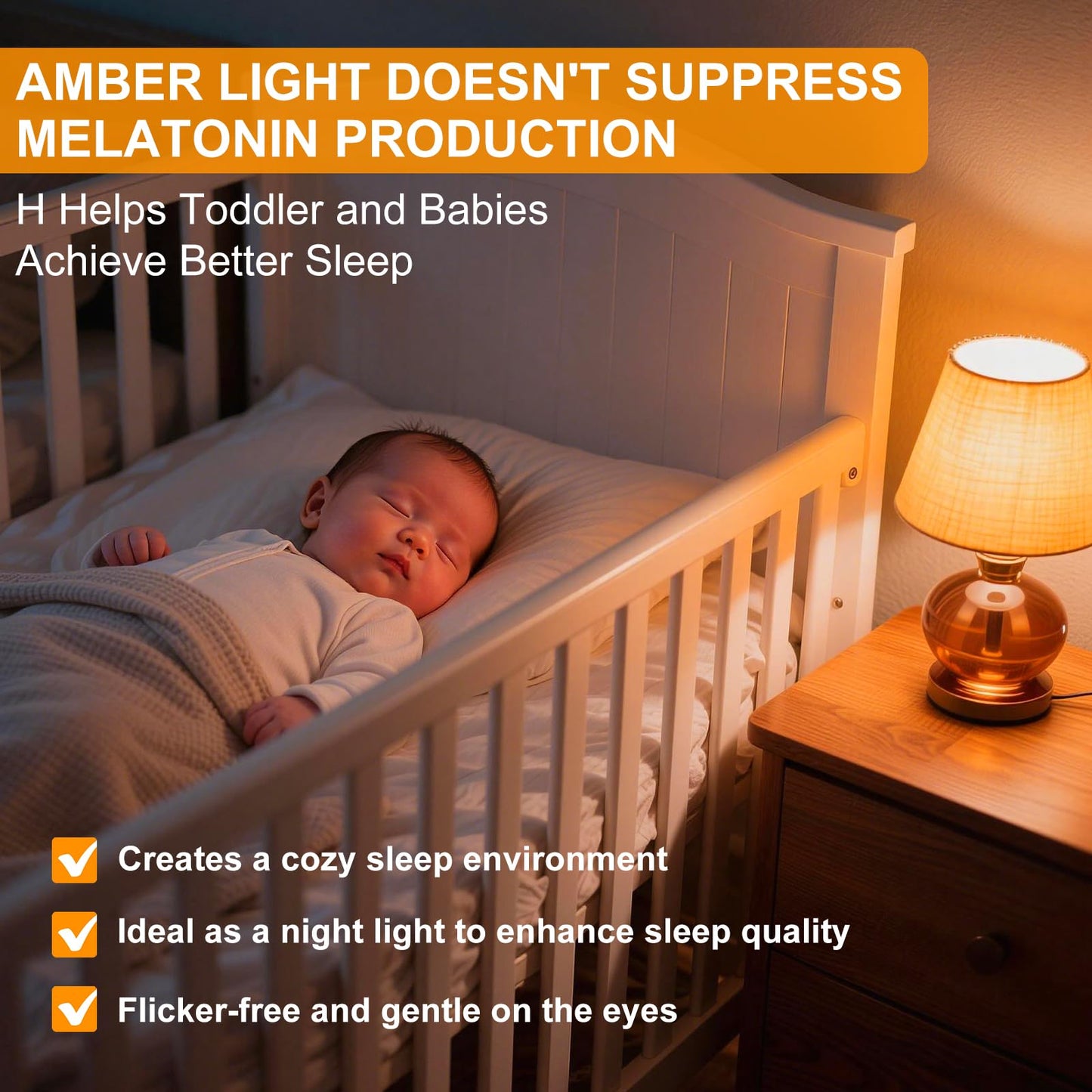 KINUR G40 Small dim Amber LED Edison 2000K 2 watt-15 watt Equivalent, E26 Base Low watt Soft Warm Light Bulbs for Healthy Sleep and Baby Nursery Light