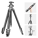 NEEWER LITETRIP LT38 61" Travel Tripod Carbon Fiber for Camera, 360° Pan Tilt Low Profile Ball Head, Flexible Center Axis, Arca QR Plate Compatible
