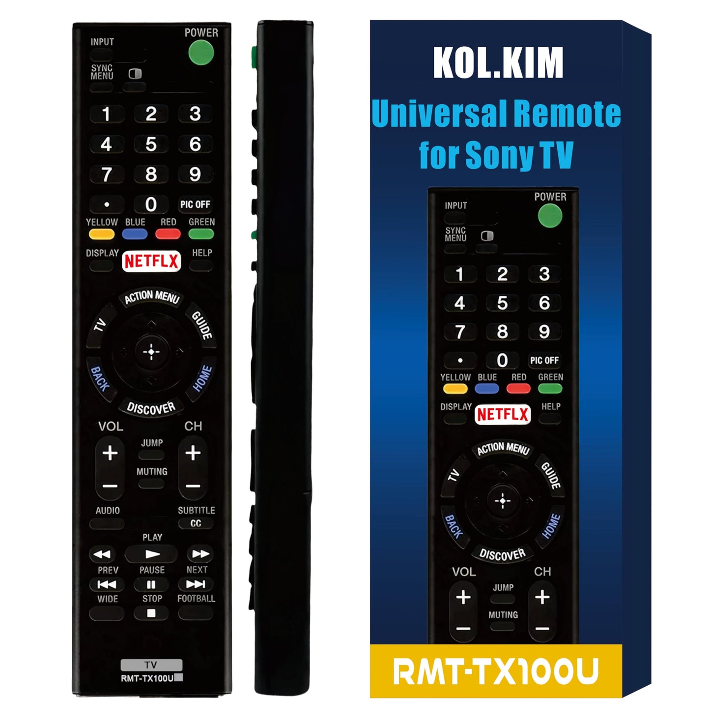 RMT-TX100U Universal Remote Control for Sony TV Remote Control for Smart TV All LCD LED HDTV Smart Bravia TVs Remote Replacement - No Setup Needed