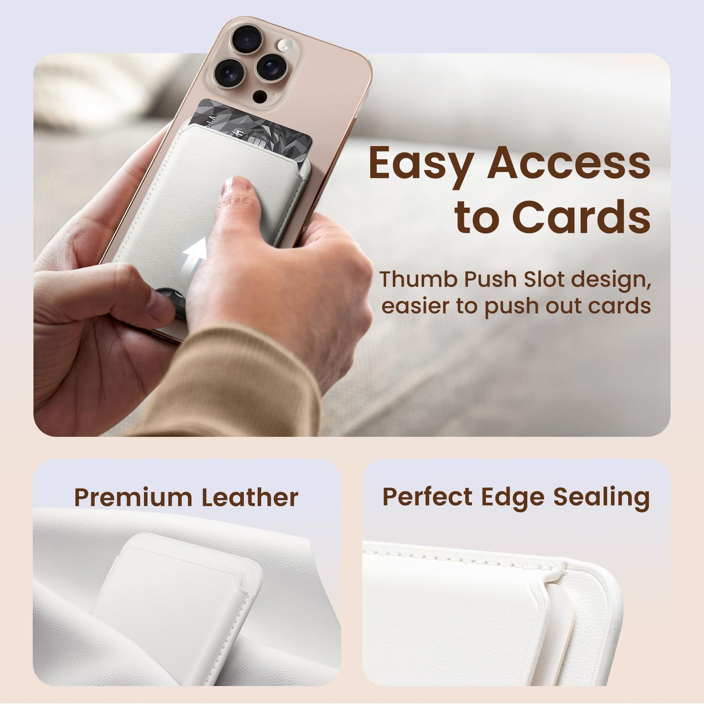 SOUNDBYTE Stronger Magnetic Wallet for iPhone 17/16/15/14/13/12 Series & for MagSafe Cases | N52 Magnet RFID Blocking Leather Magnetic Card Holder