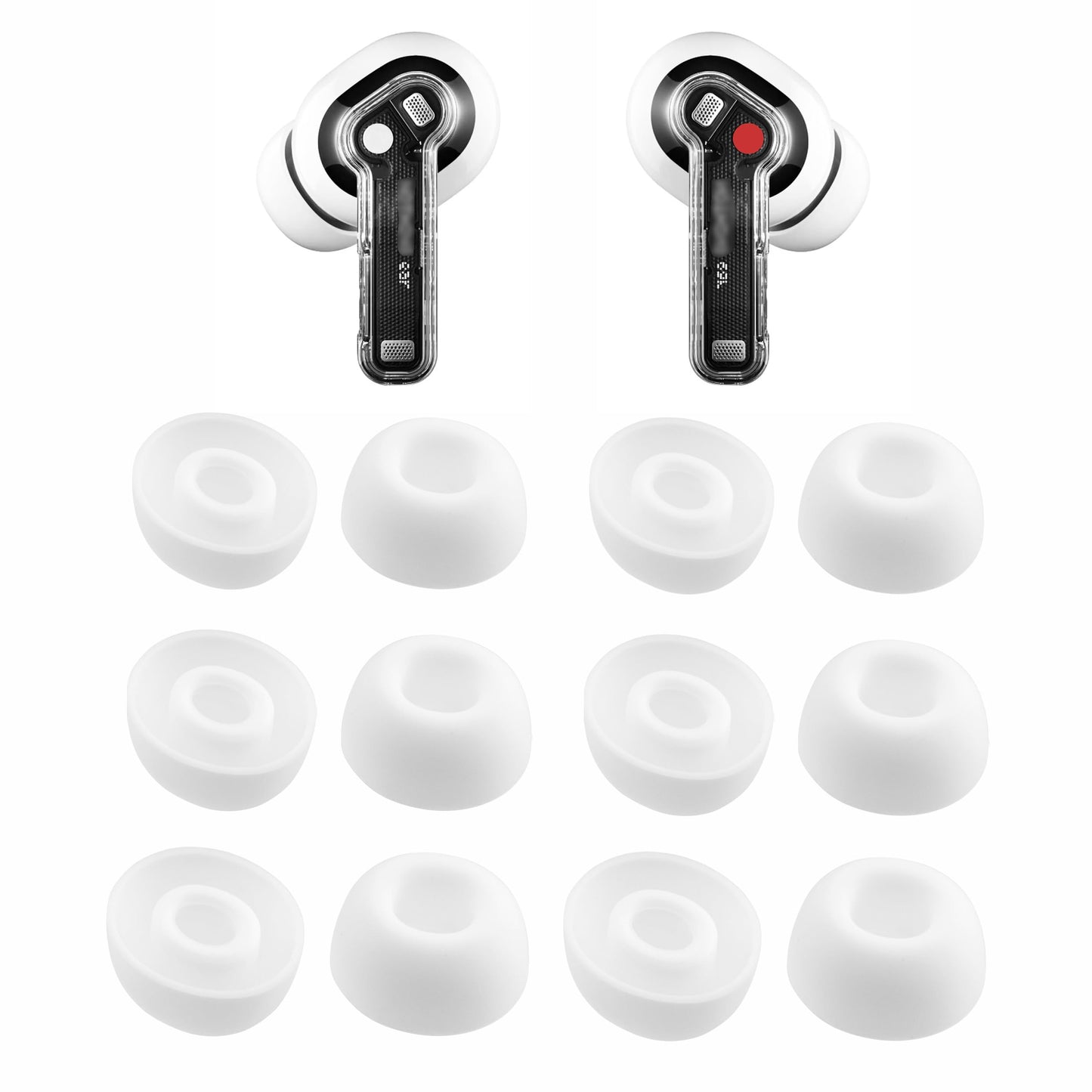 NANLANFAN Silicone Ear Tips Replacement for Nothing Ear/Nothing Ear (a) Wireless Earbuds, 6 Pairs (S/M/L, White)