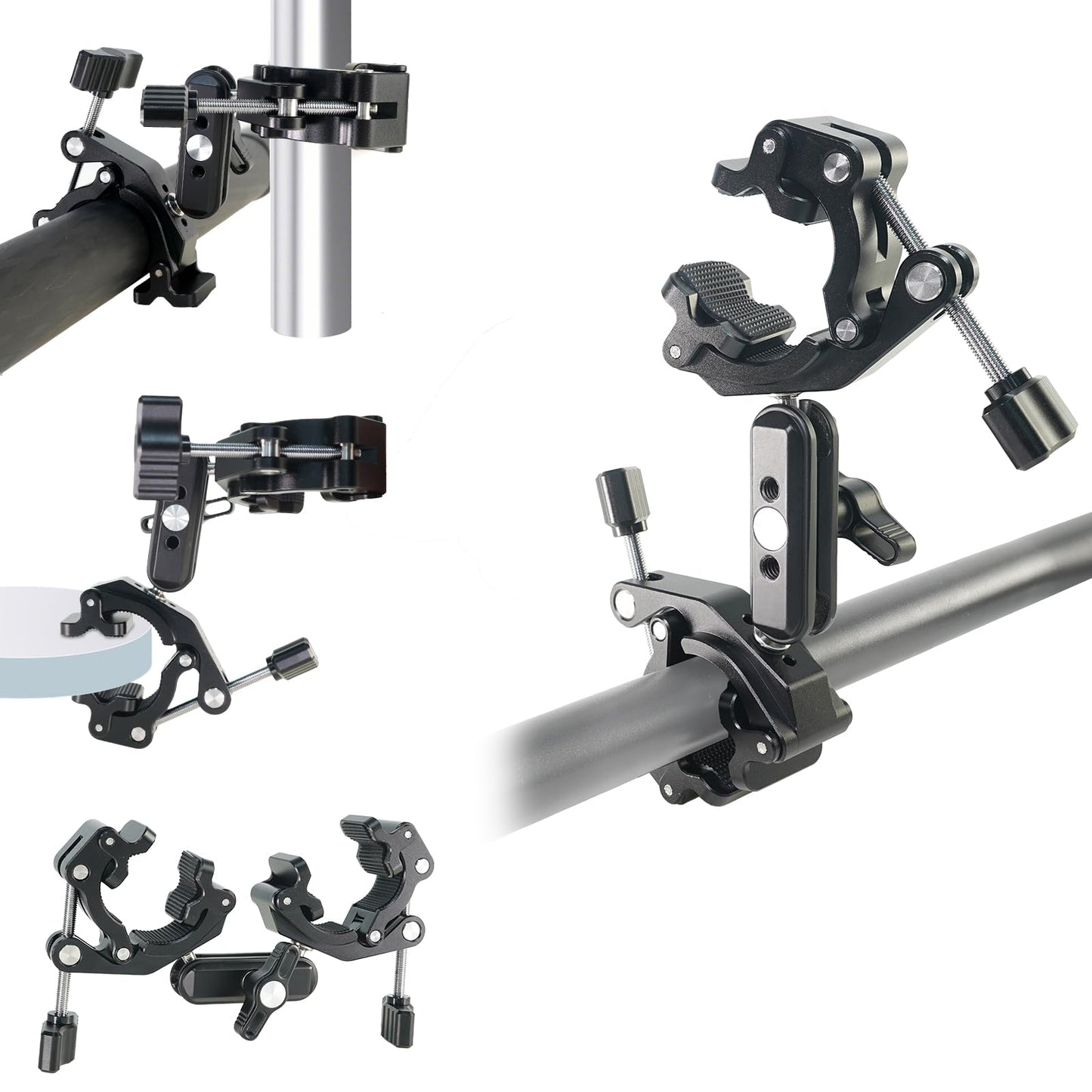 FIFIELD Double Super Clamp Camera Mount with Magic Arm, Desk Studio Light Holder, Ball Head Adapter for Photo Studio Light Stand, Photography