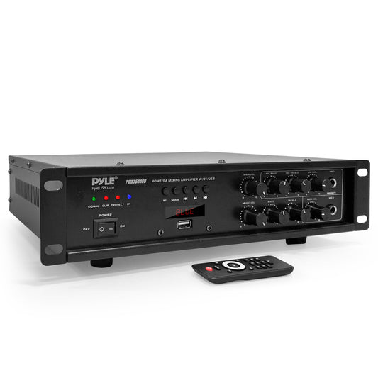 Pyle Bluetooth PA Mixing Amplifier - 500W Home Audio Rack Mount Stereo Power Amplifier, Digital LED Display, USB/AUX/Mic, Optical/Coaxial, AC-3