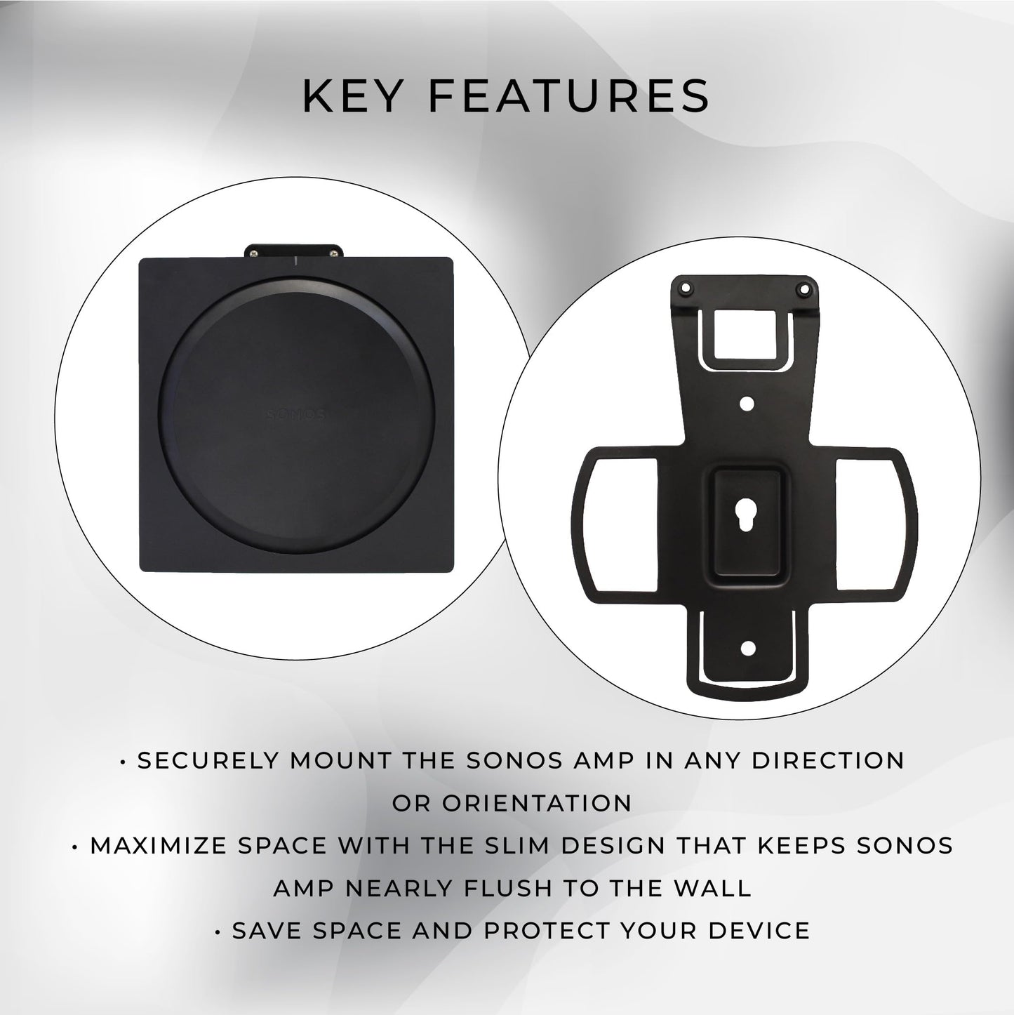 HumanCentric Wall Mount Compatible with Sonos Amp Speaker, Mounting Bracket for Wireless Amplifier, Mount in Any Direction on Wall Under TV, Floating