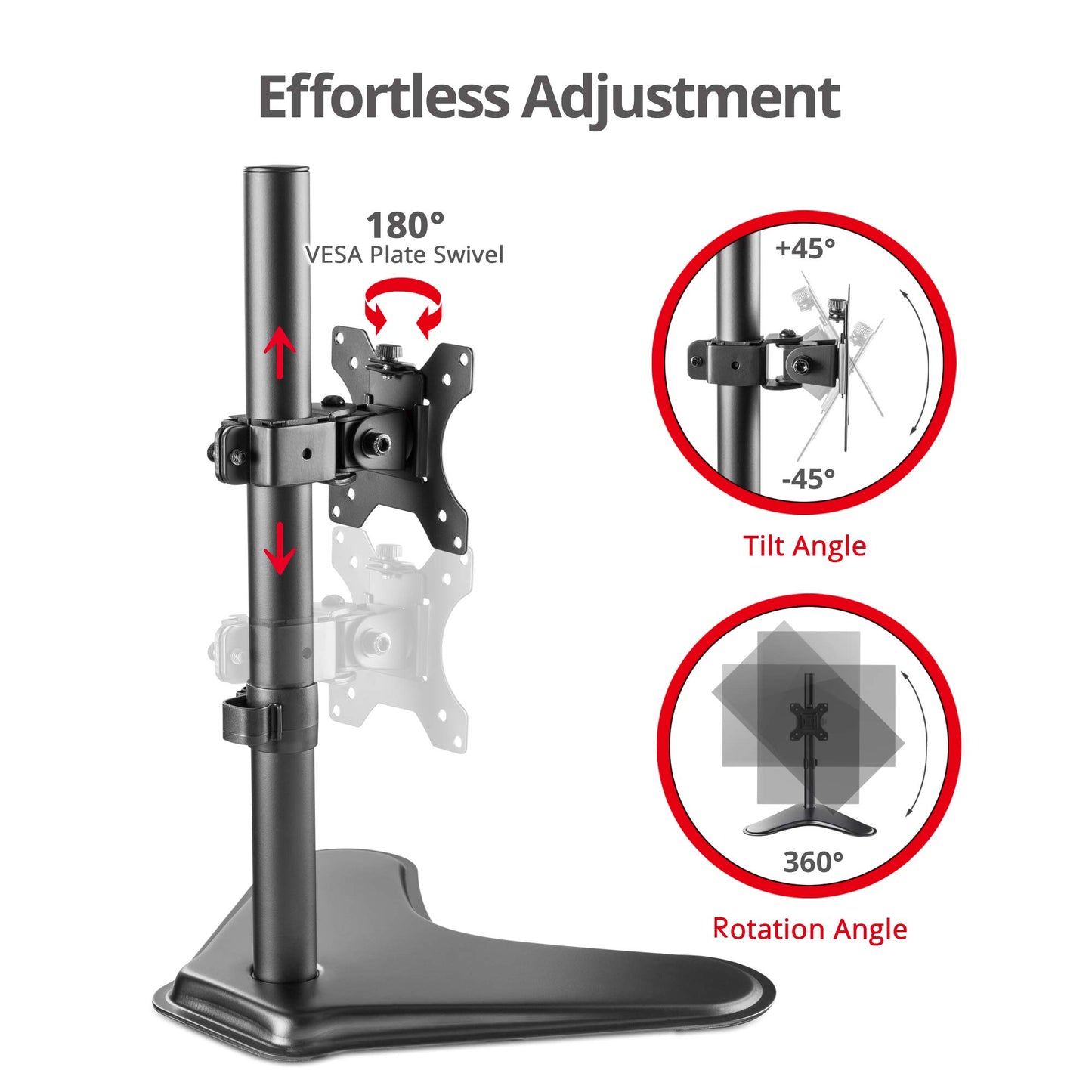 SIIG Height Adjustable Single Monitor Desk Stand for 13" to 32"