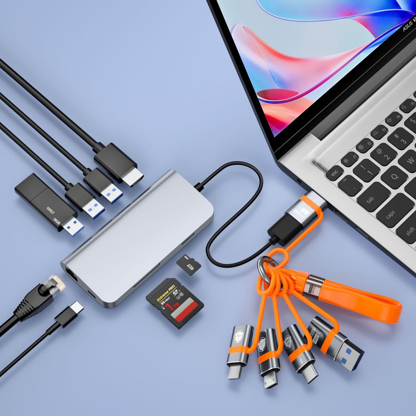 Liaoan USB A to USB C 3.0 OTG Adapter,USB C to Micro Converter,IP to Type-C Converter, and Type-C to USB A OTG 3.0 Adapter. 240W USB C Data
