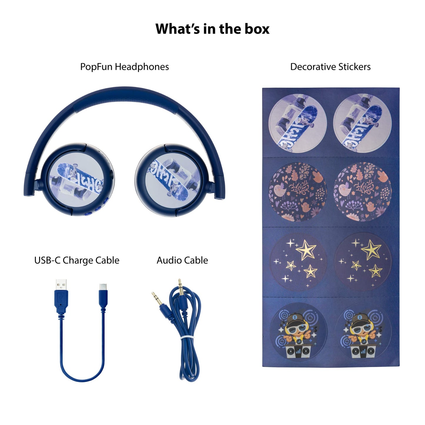 BuddyPhones POP Fun | Foldable Bluetooth Kids Headphones + Microphone, Works Wired or Wireless - SafeAudio Volume Limiting for iPhone/iPad/Tablet/PC