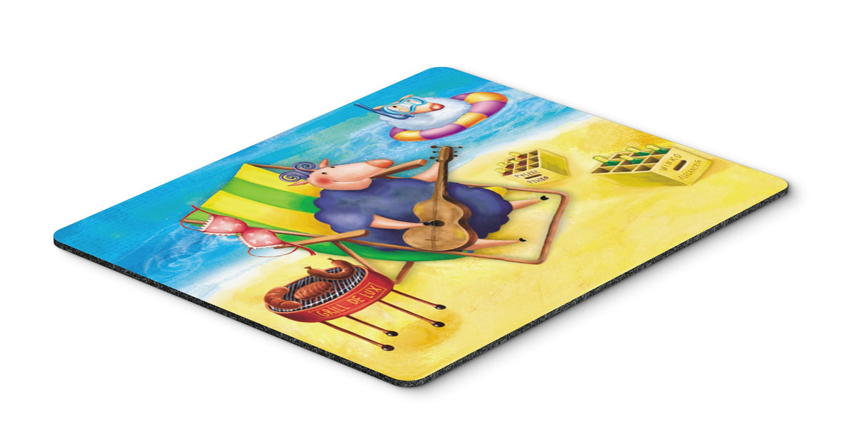Caroline's Treasures APH0079MP Pig Sunbathing on The Beach Mouse Pad, Hot Pad or Trivet for Home Office Gaming Working Computers Laptop Mouse