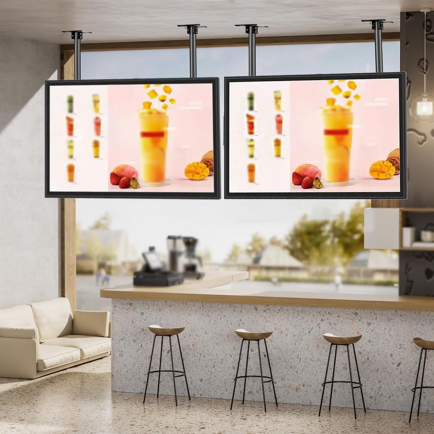 Ceiling tv Mount for 55-86 inch Flat Screen Displays, Height Adjustable,Tilt Ceiling Mount TV Bracket, Hanging tv Mount Holds up to 154lbs, Max VESA