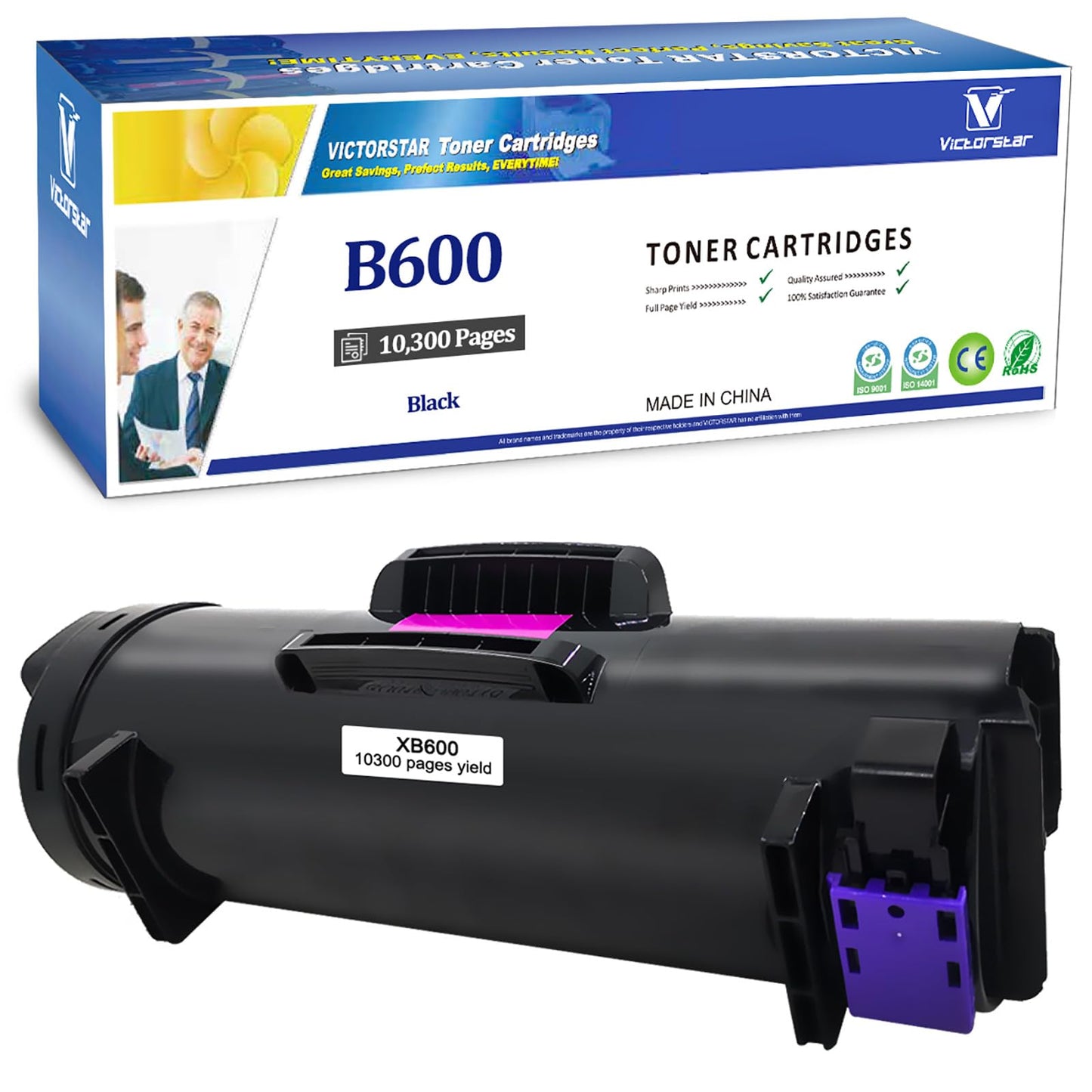 VICTORSTAR Remanufactured Toner Cartridge B600 B605 B610 B615 Black Standard Capacity 10300 Pages for Xerox Versalink B600 B605 B610 B615 Laser