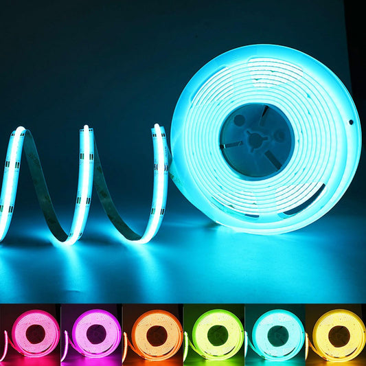 TUNICHX RGB COB LED Strip Lights 16.4ft High Density DC12V LED Tape Light 2880 LEDs Dimmable UL Listed FCOB Led Light Strip CRI 90+ Colorful Lighting