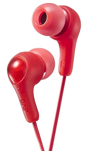 JVC Gumy in Ear Earbud Headphones, Powerful Sound, Comfortable and Secure Fit, Silicone Ear Pieces S/M/L - HAFX7R Red