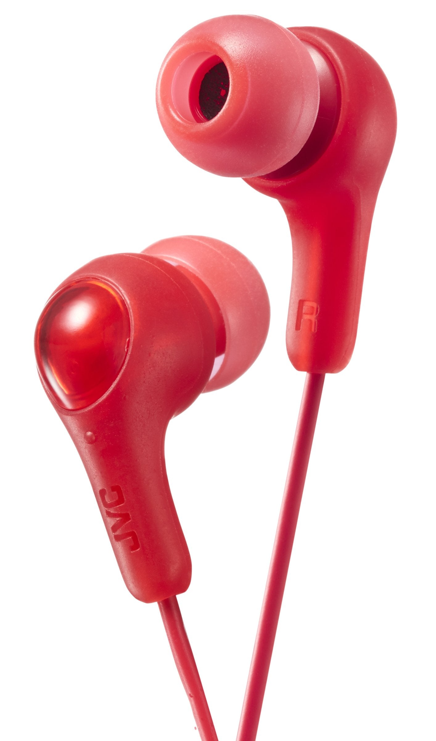 JVC Gumy in Ear Earbud Headphones, Powerful Sound, Comfortable and Secure Fit, Silicone Ear Pieces S/M/L - HAFX7R Red