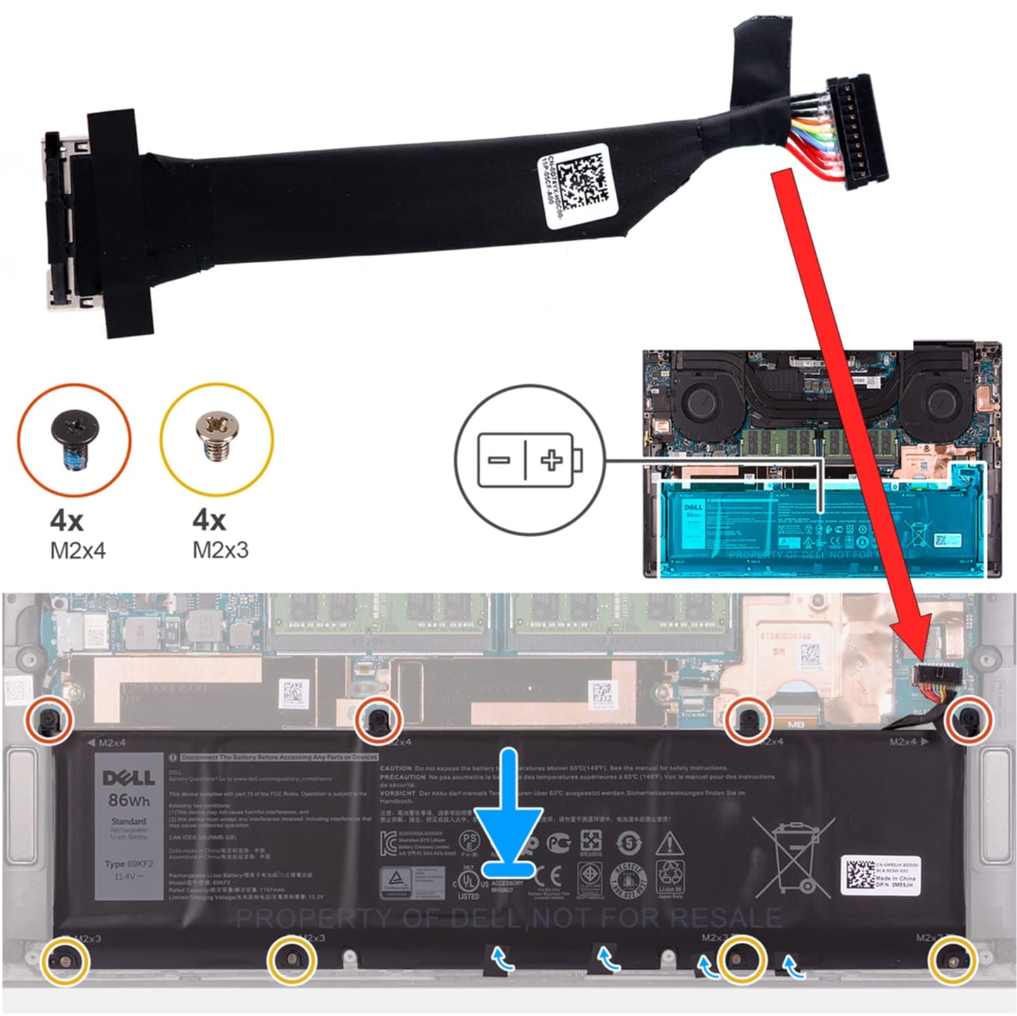 NA Deal4GO FDQ50 Battery Cable D74YX 0D74YX DC02003MM00 Replacement for Dell XPS 15 9500 Precision 5550 M5550