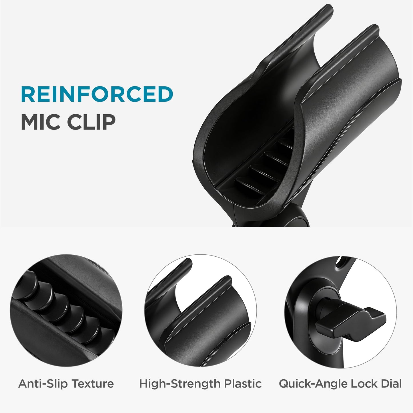 InnoGear Microphone Clip, Adjustable Mic Holder with 3/8" to 5/8" Adapter for HyperX SoloCast, HyperX QuadCast S, Blue Yeti, Shure SM58 and Other Mics