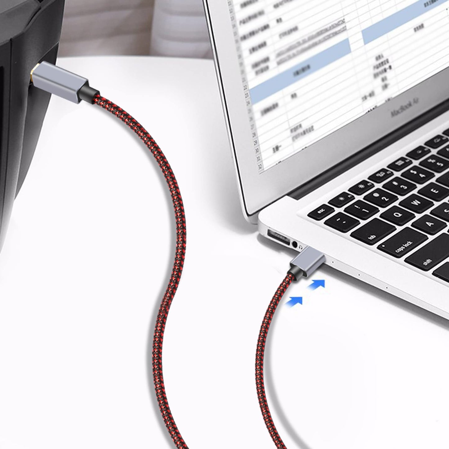 Tiierzon USB Printer Cable - 1.5Ft, Type A Male to B Male, High Speed, Compatible with HP, Canon, Dell, Lexmark, Xerox, Samsung